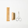 travel size bamboo comb bamboo hair brush and foldable stainless steel scissors