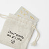 mini drawstring bag white linen with hanx vegan condom